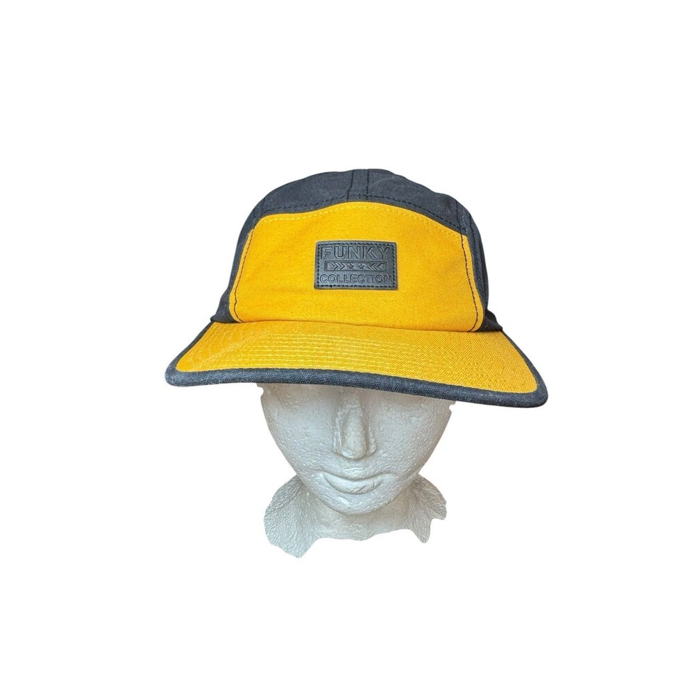 Sample ASI Funky Collection 5 Panel Strapback Yellow Black Baseball Cap Hat